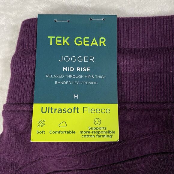 Tek Gear Mid Rise Jogger Women's Sz M Ultrasoft Fleece Lined Plum Purple NWT - Picture 4 of 7